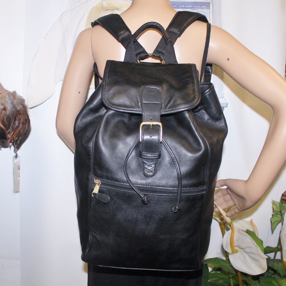 Coach Black Leather Backpack